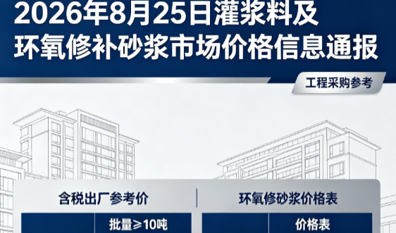 珠晖2026年8月25日灌浆料及环氧修补砂浆市场价格信息通报